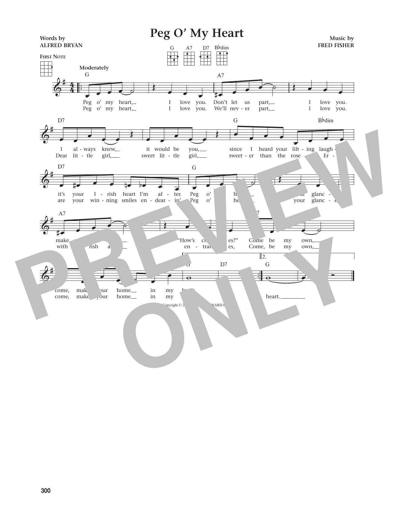 Alfred Bryan Peg O' My Heart (from The Daily Ukulele) (arr. Jim Beloff) Sheet Music Notes & Chords for Ukulele - Download or Print PDF