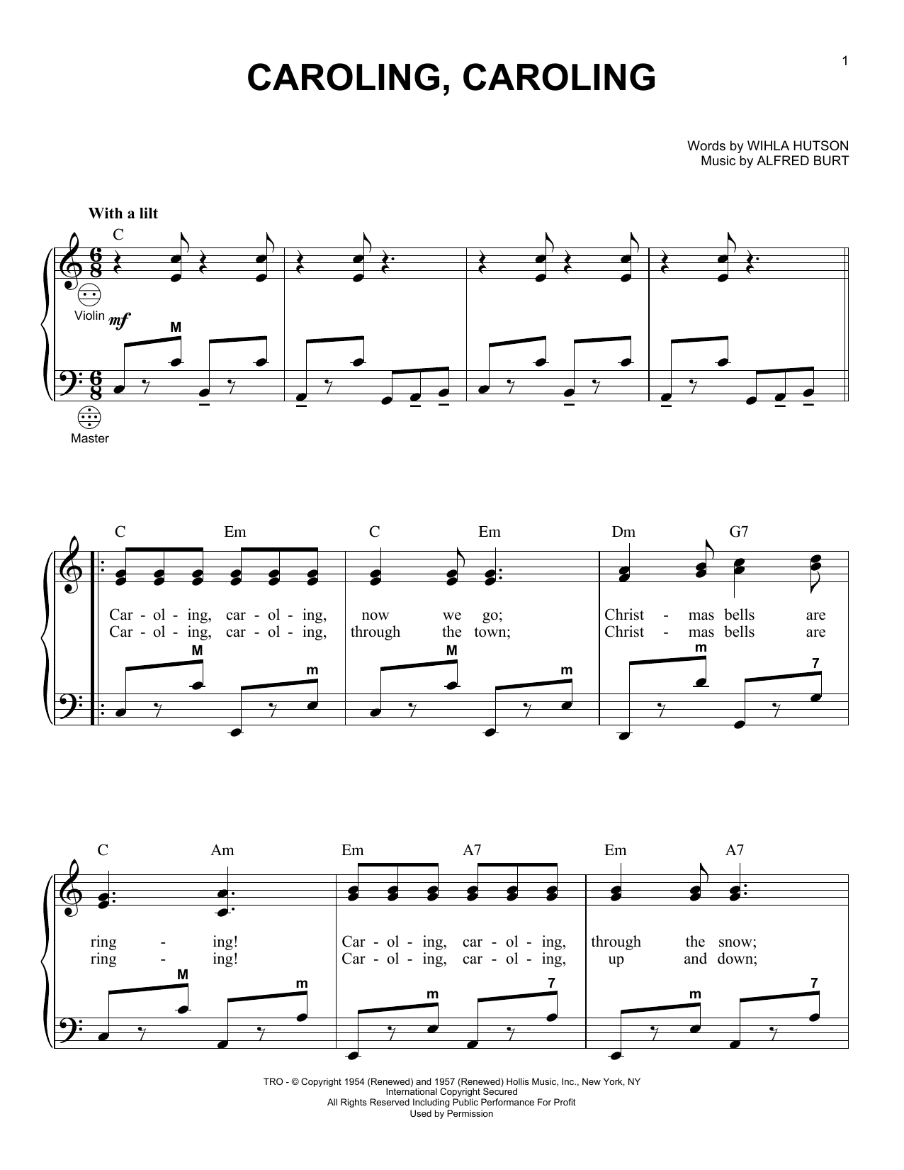 Alfred Burt Caroling, Caroling Sheet Music Notes & Chords for Violin - Download or Print PDF