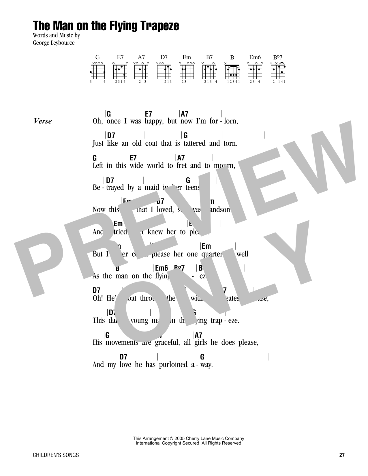 Alfred Lee The Man On The Flying Trapeze Sheet Music Notes & Chords for Lyrics & Chords - Download or Print PDF