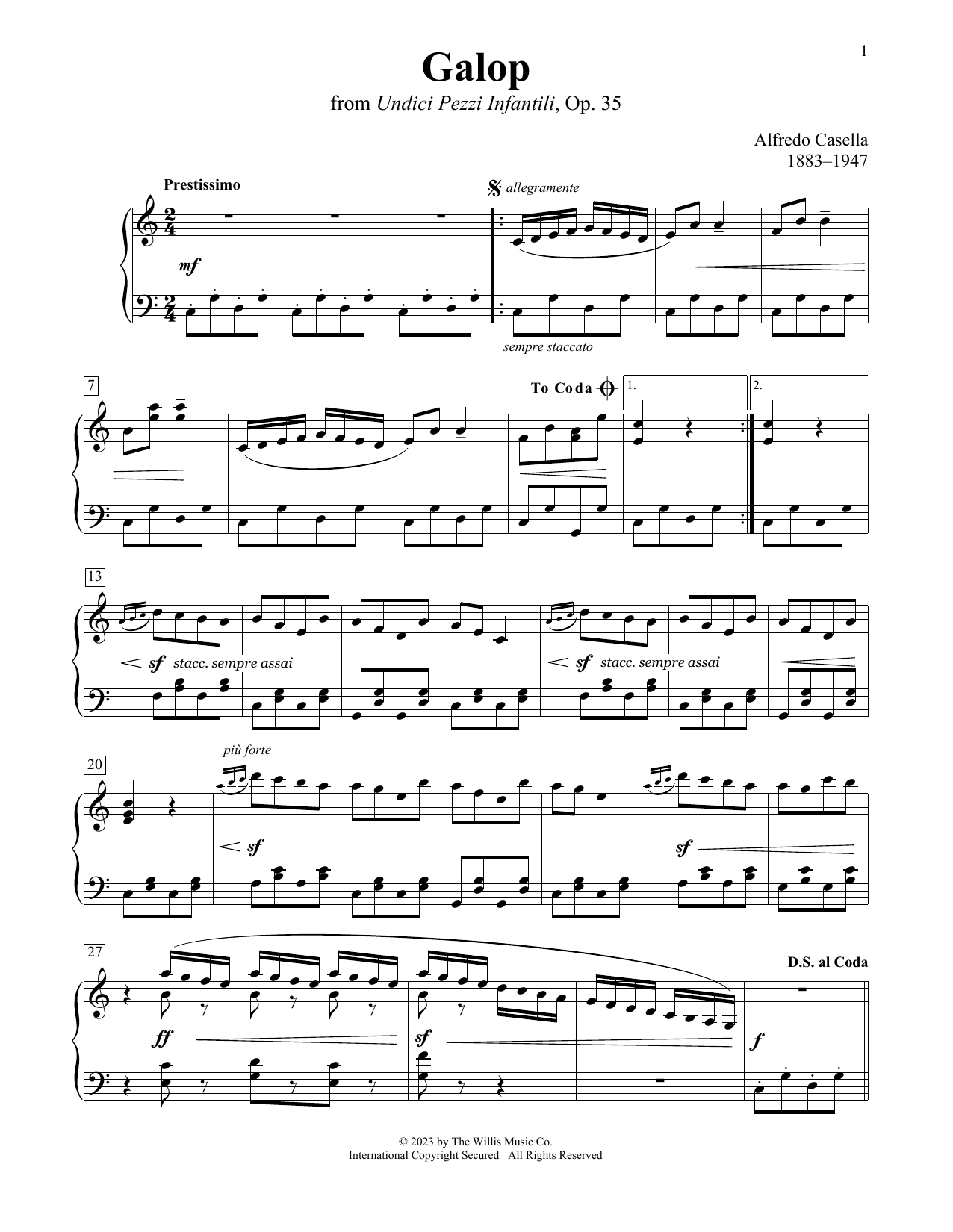 Alfredo Casella Galop Sheet Music Notes & Chords for Educational Piano - Download or Print PDF