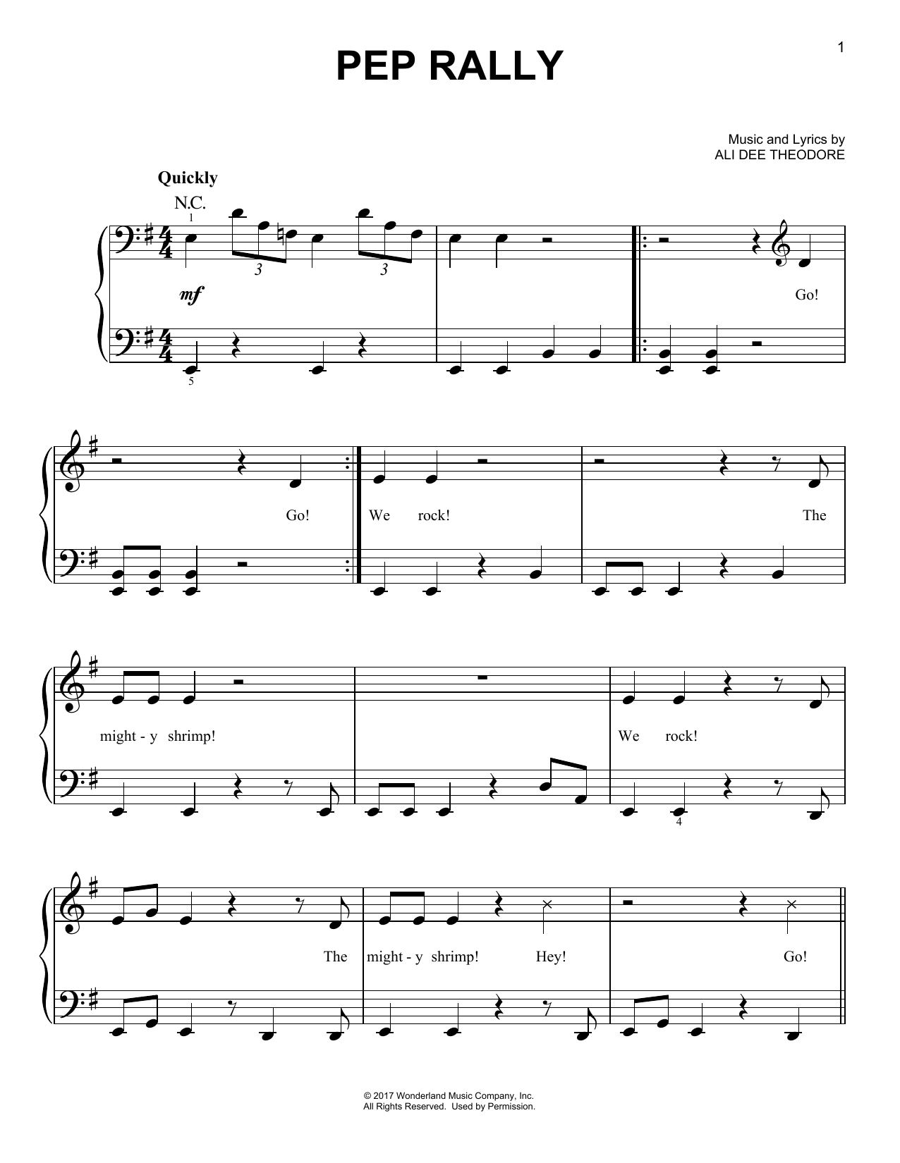 Ali Dee Theodore Pep Rally (from Disney's Zombies) Sheet Music Notes & Chords for Easy Piano - Download or Print PDF