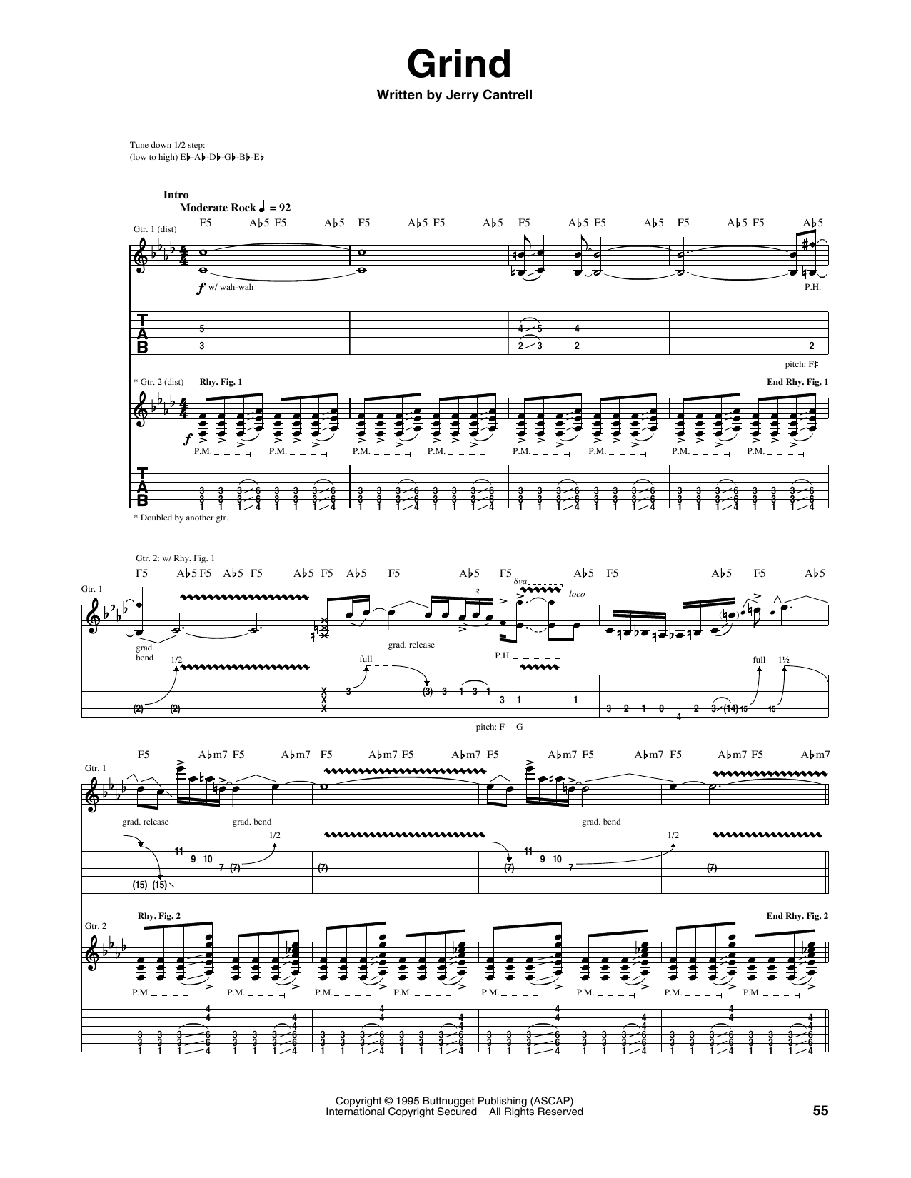 Alice In Chains Grind Sheet Music Notes & Chords for Guitar Tab - Download or Print PDF