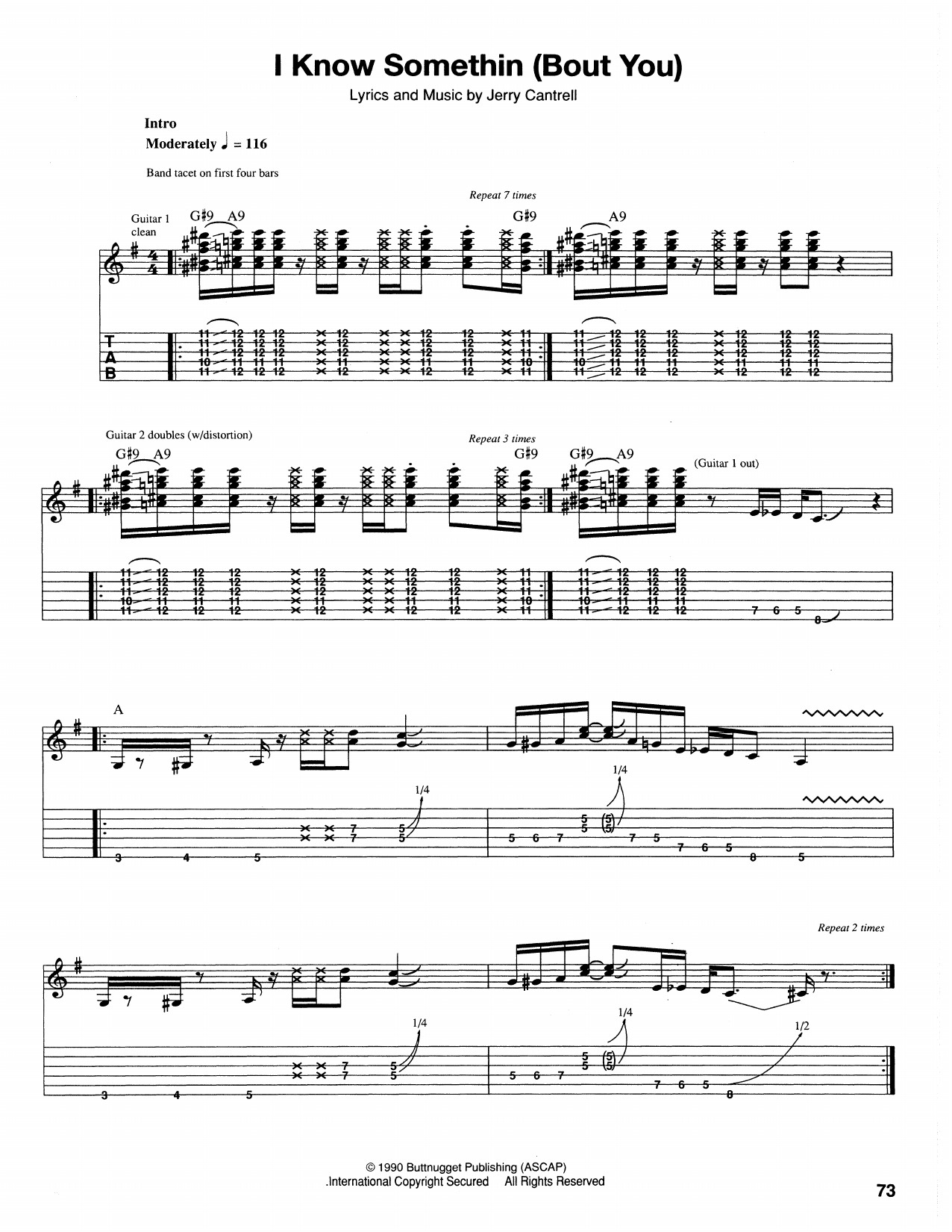Alice In Chains I Know Somethin' (Bout You) Sheet Music Notes & Chords for Guitar Tab - Download or Print PDF