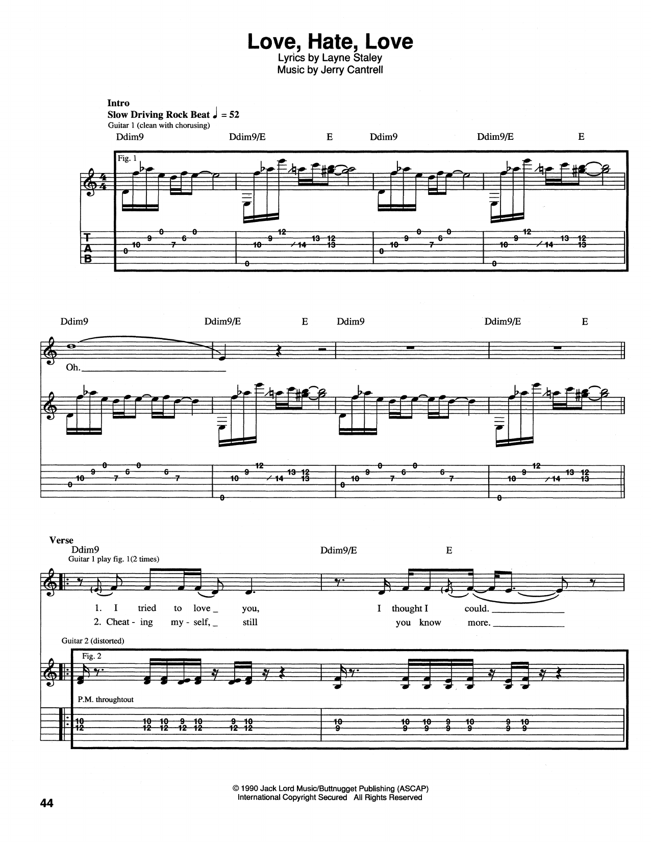 Alice In Chains Love, Hate, Love Sheet Music Notes & Chords for Guitar Tab - Download or Print PDF