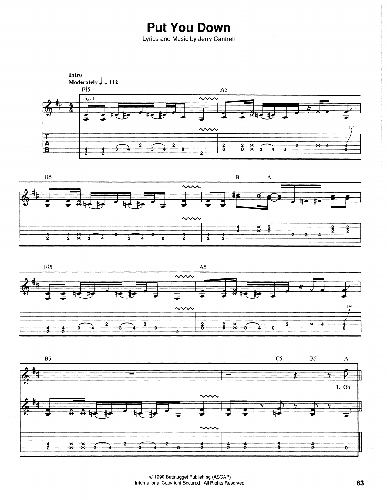 Alice In Chains Put You Down Sheet Music Notes & Chords for Guitar Tab - Download or Print PDF