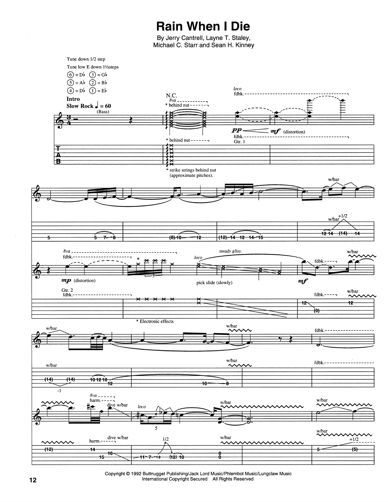 Alice In Chains Rain When I Die Sheet Music Notes & Chords for Guitar Tab - Download or Print PDF Alice In Chains Rain When I Die Sheet Music Notes & Chords for Guitar Tab - Download or Print PDF
