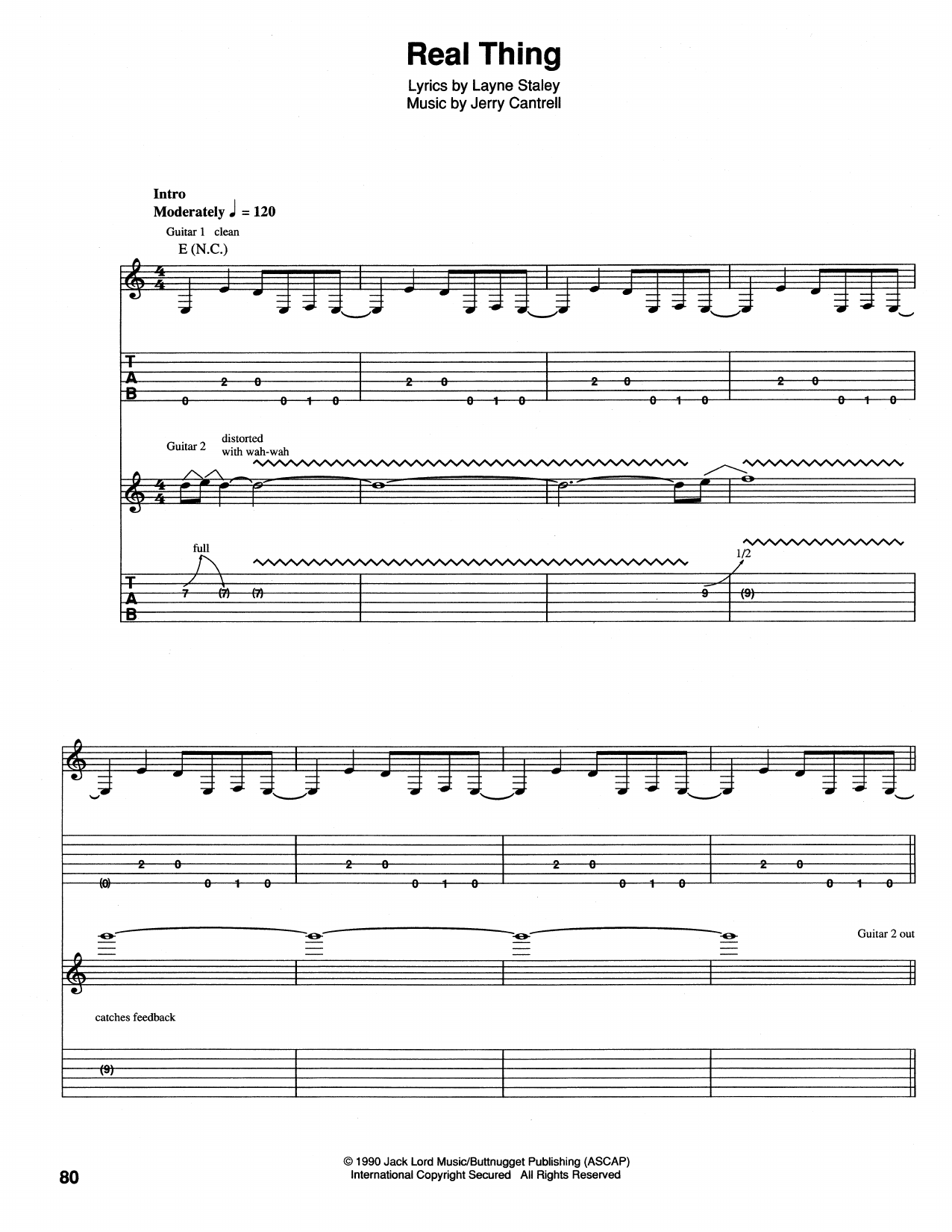 Alice In Chains Real Thing Sheet Music Notes & Chords for Guitar Tab - Download or Print PDF