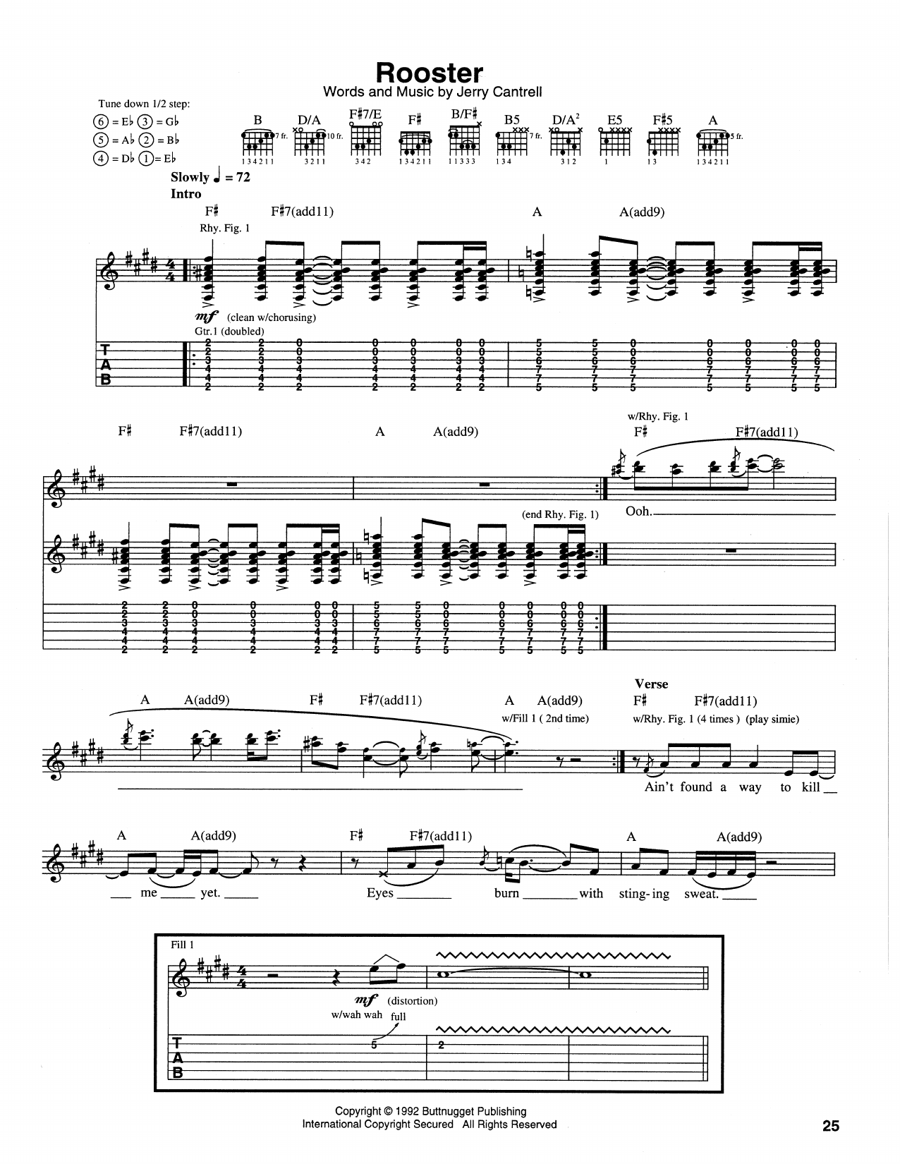Alice In Chains Rooster Sheet Music Notes & Chords for Guitar Tab - Download or Print PDF
