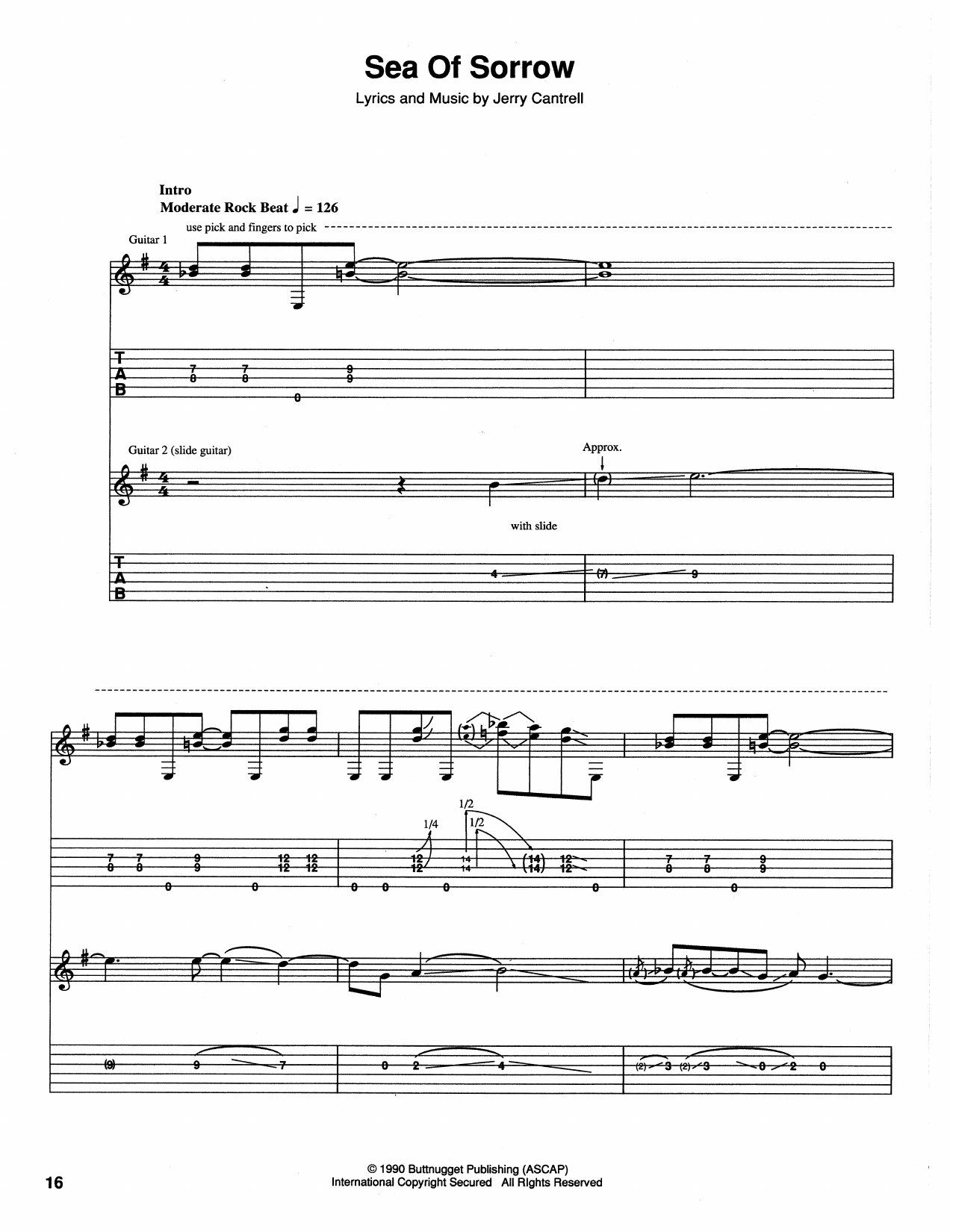 Alice In Chains Sea Of Sorrow Sheet Music Notes & Chords for Guitar Tab - Download or Print PDF