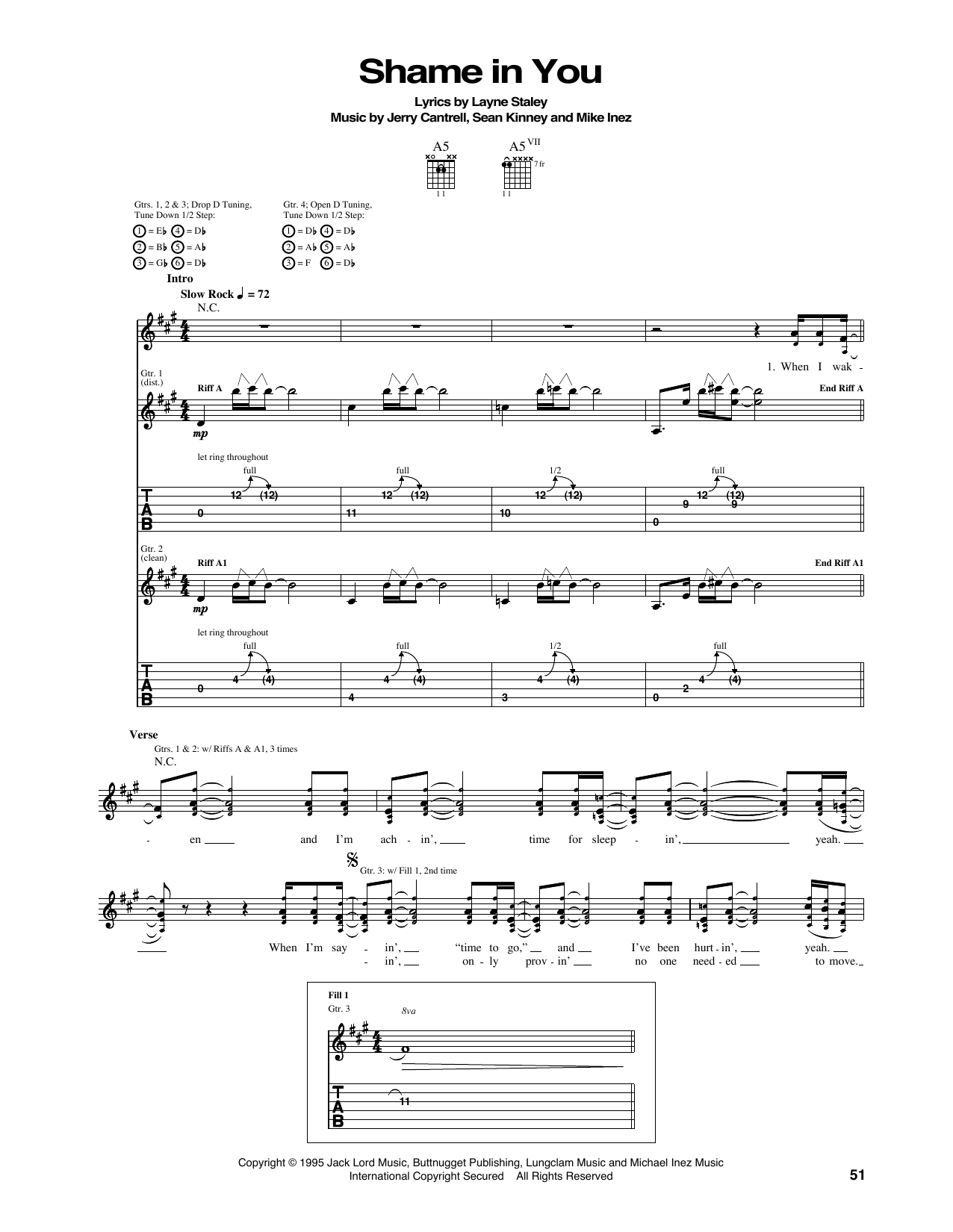 Alice In Chains Shame In You Sheet Music Notes & Chords for Guitar Tab - Download or Print PDF