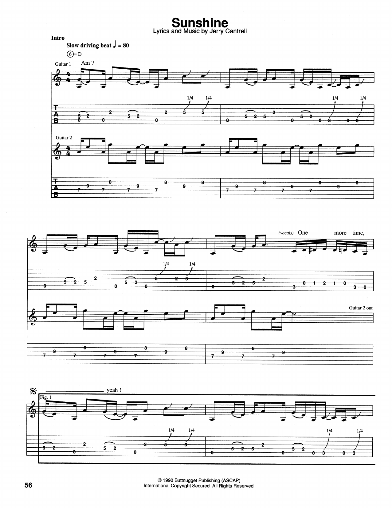 Alice In Chains Sunshine Sheet Music Notes & Chords for Guitar Tab - Download or Print PDF