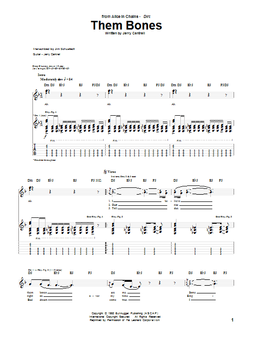 Alice In Chains Them Bones Sheet Music Notes & Chords for Guitar Tab - Download or Print PDF