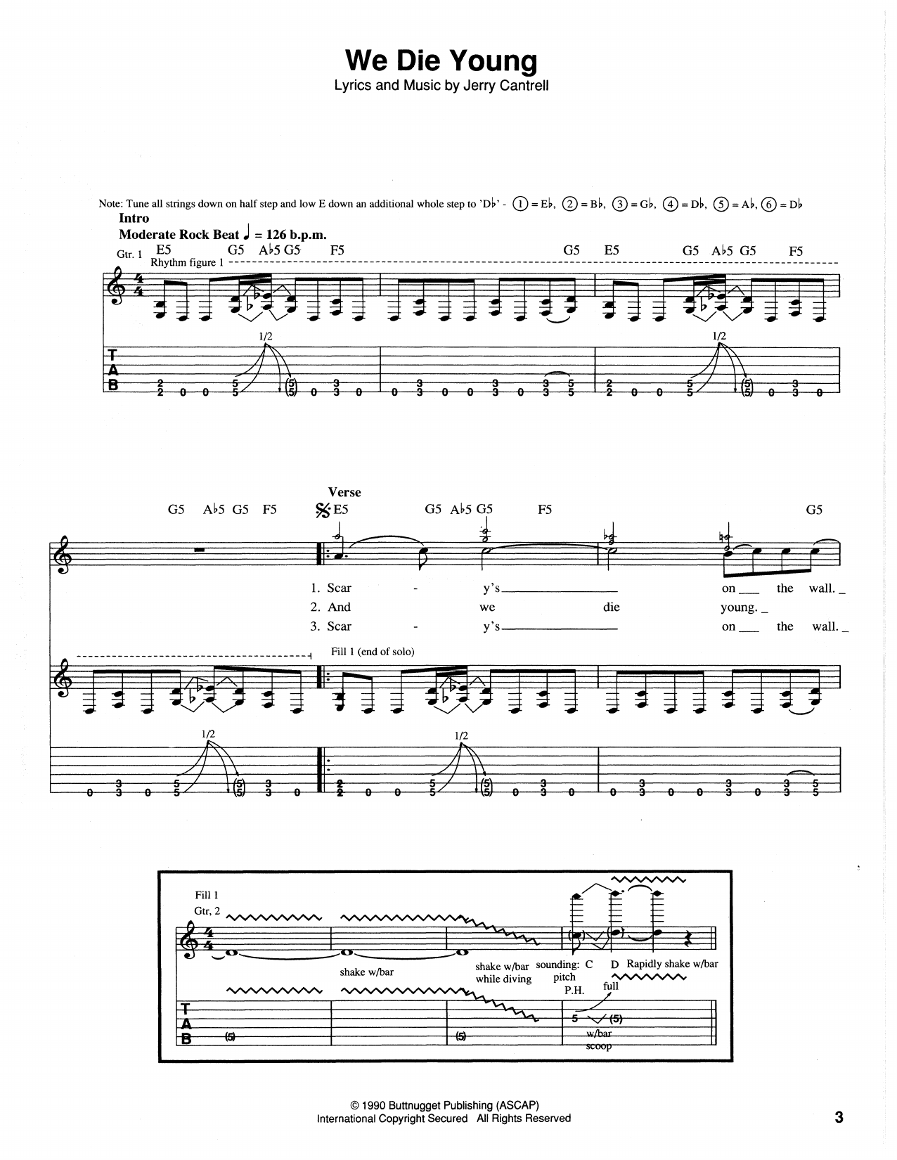 Alice In Chains We Die Young Sheet Music Notes & Chords for Guitar Tab - Download or Print PDF