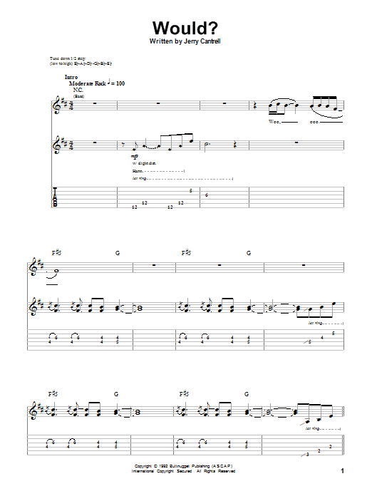 Alice In Chains Would? Sheet Music Notes & Chords for Bass Guitar Tab - Download or Print PDF