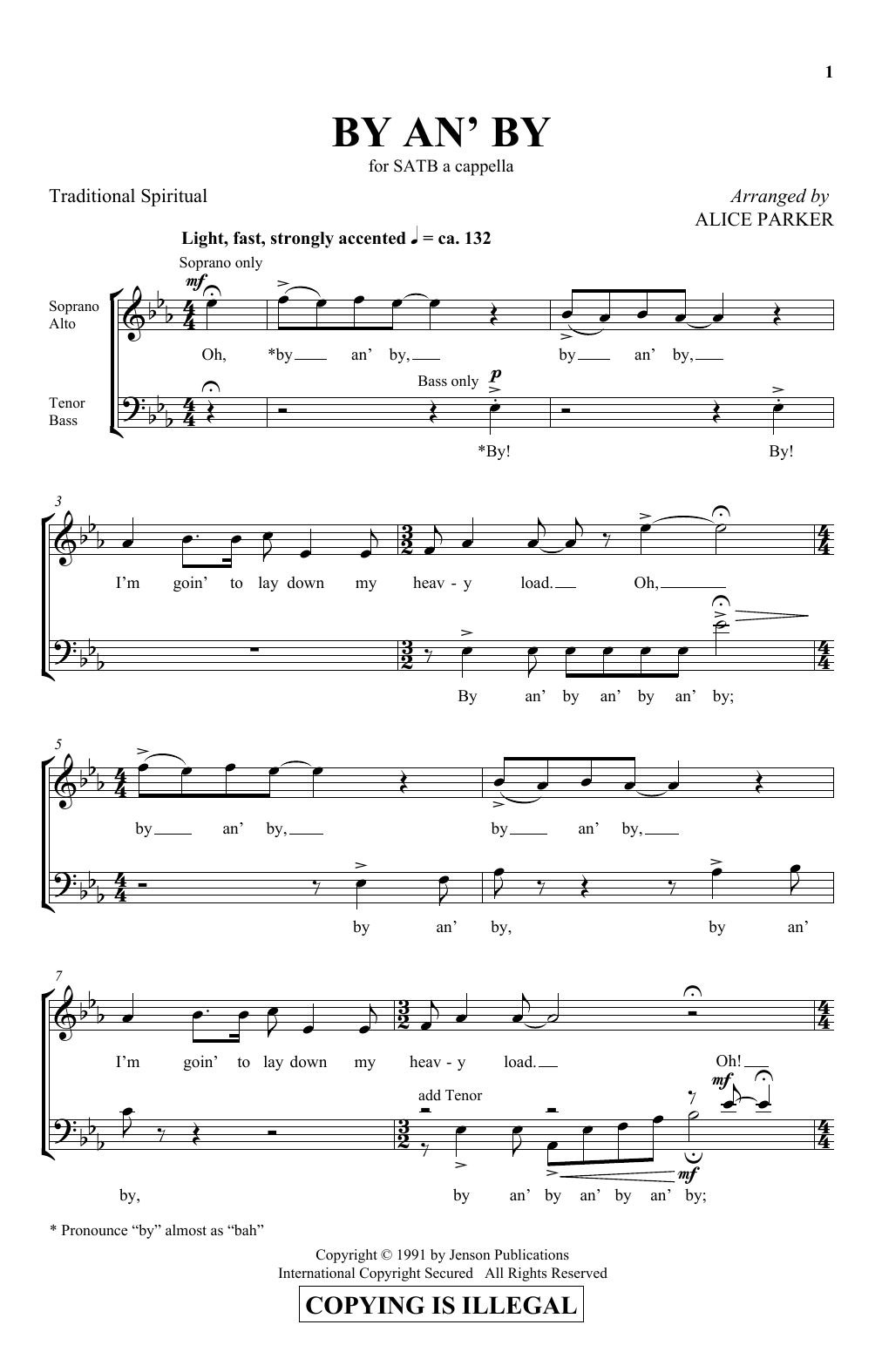 Alice Parker By An' By Sheet Music Notes & Chords for SATB - Download or Print PDF
