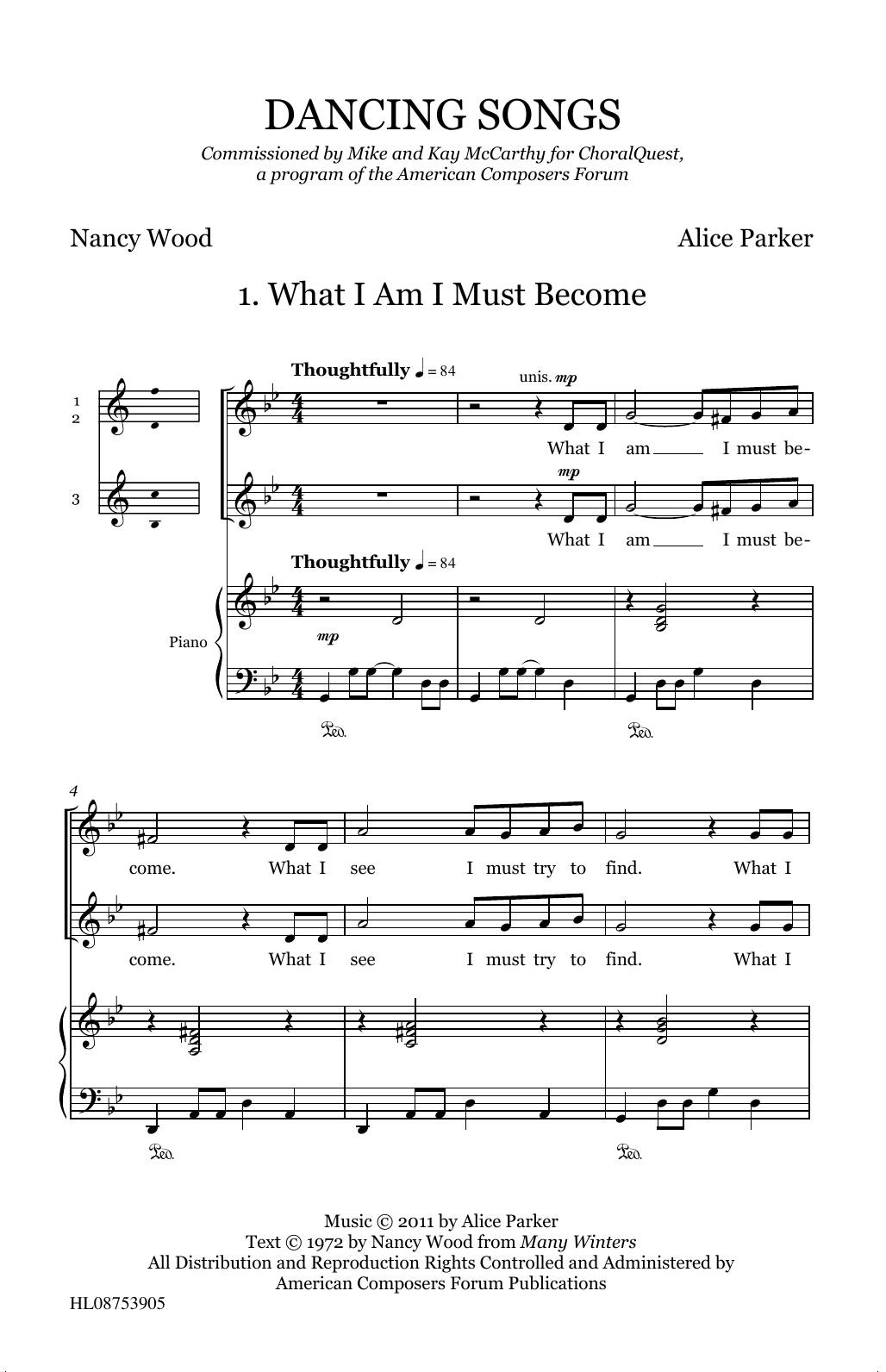 Alice Parker Dancing Songs Sheet Music Notes & Chords for SSA - Download or Print PDF