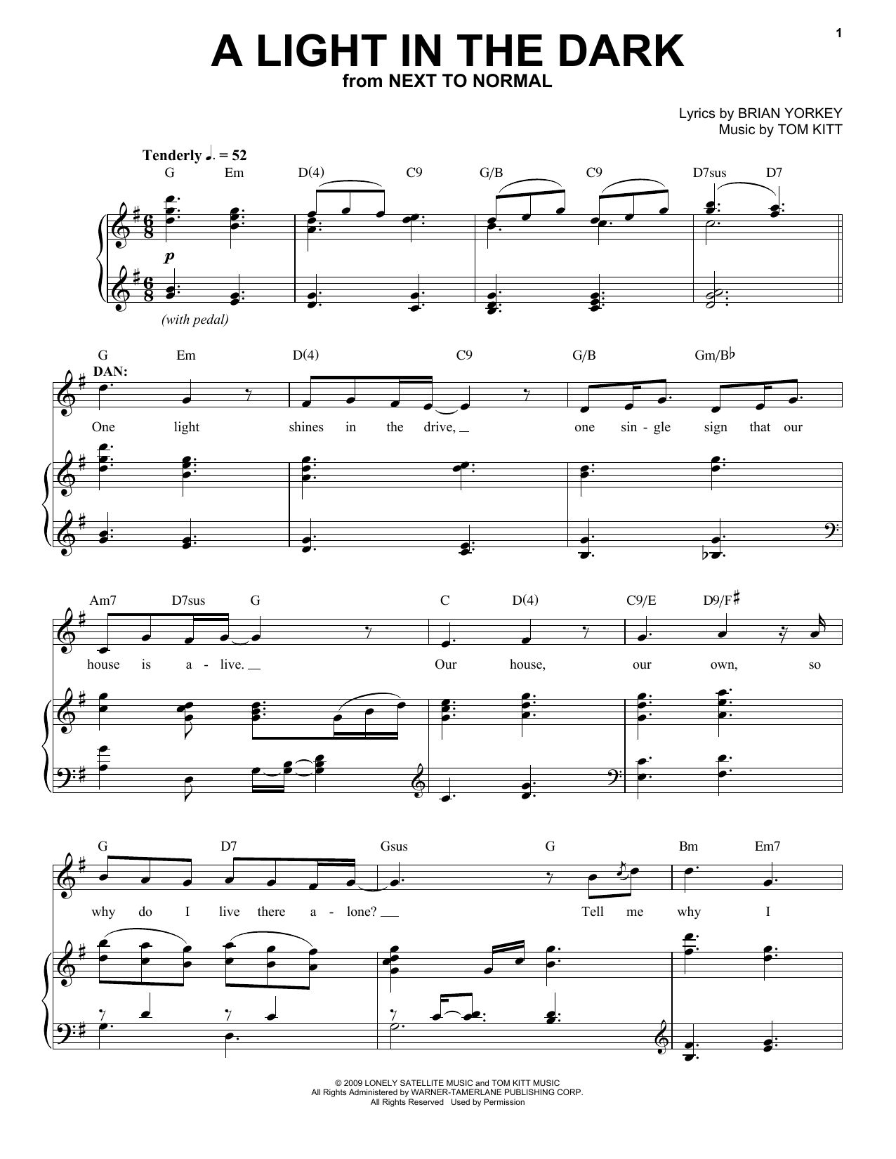 Alice Ripley & Aaron Tveit A Light In The Dark (from Next to Normal) Sheet Music Notes & Chords for Piano & Vocal - Download or Print PDF