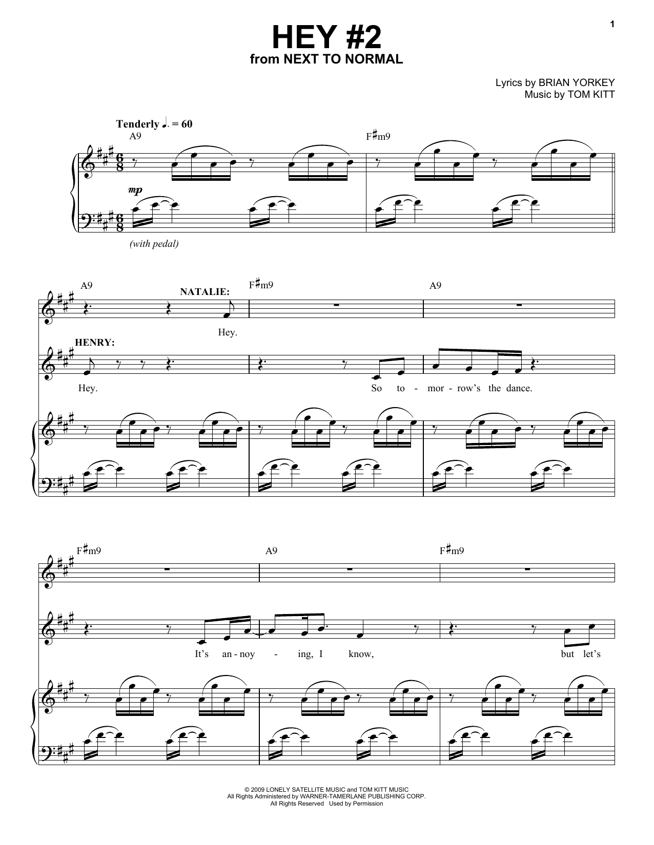 Alice Ripley & Louis Hobson Hey #2 (from Next to Normal) Sheet Music Notes & Chords for Piano & Vocal - Download or Print PDF