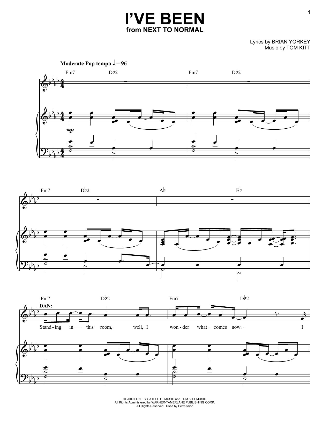 Alice Ripley I've Been (from Next to Normal) Sheet Music Notes & Chords for Piano & Vocal - Download or Print PDF