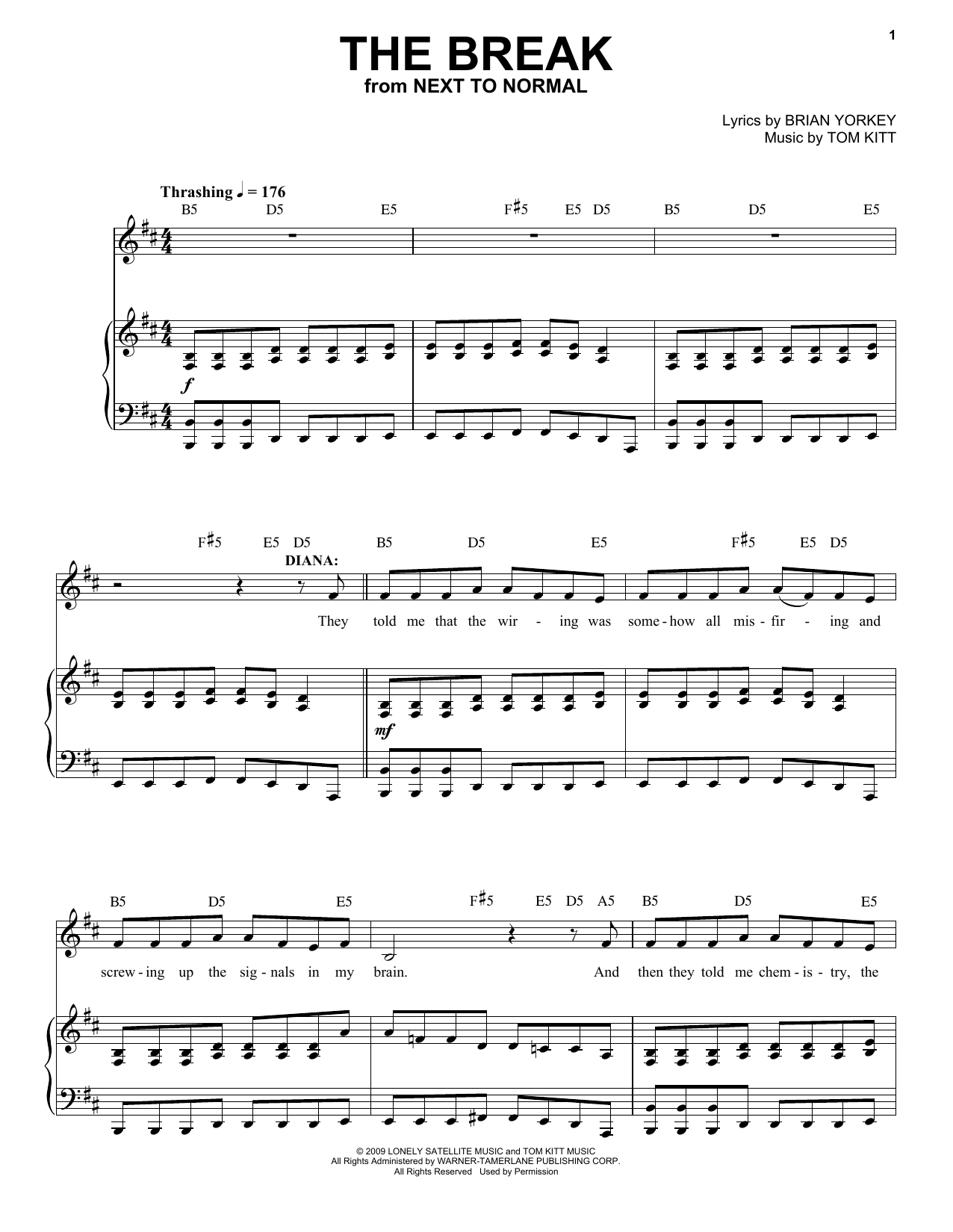 Alice Ripley The Break (from Next to Normal) Sheet Music Notes & Chords for Piano & Vocal - Download or Print PDF