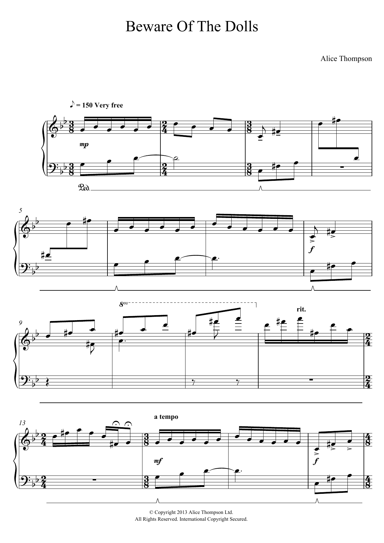 Alice Thompson Beware Of The Dolls Sheet Music Notes & Chords for Piano - Download or Print PDF