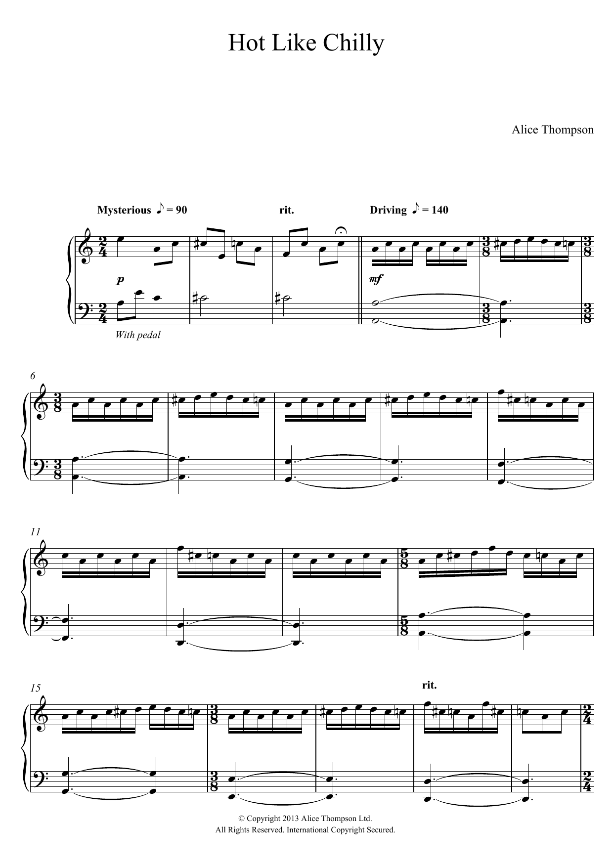 Alice Thompson Hot Like Chilly Sheet Music Notes & Chords for Piano - Download or Print PDF