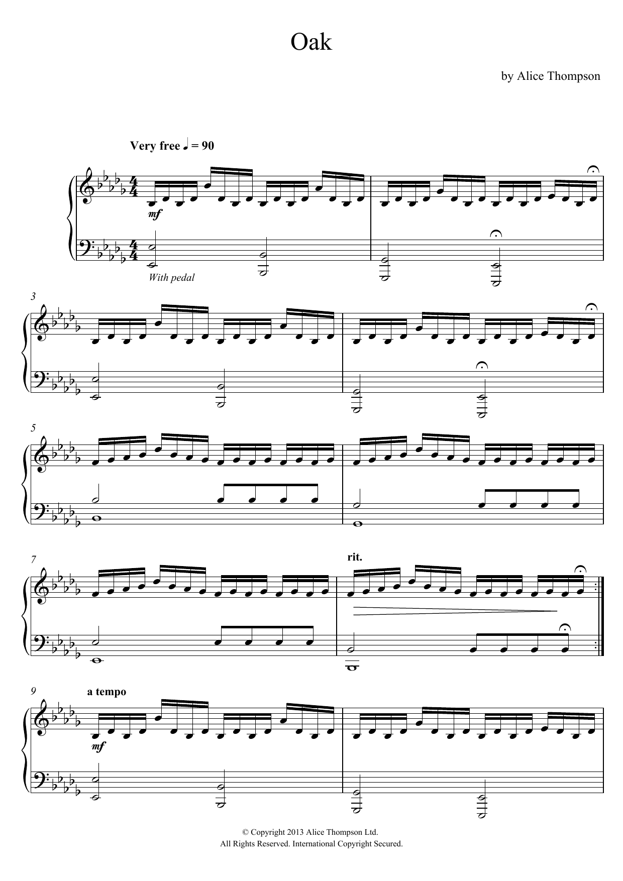 Alice Thompson Oak Sheet Music Notes & Chords for Piano - Download or Print PDF