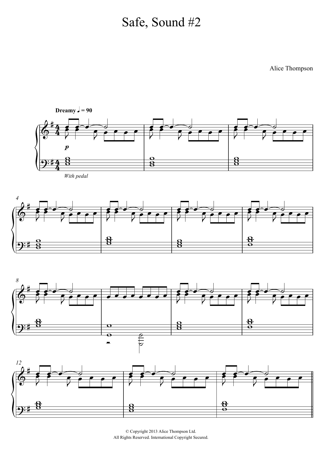 Alice Thompson Safe, Sound No. 2 Sheet Music Notes & Chords for Piano - Download or Print PDF