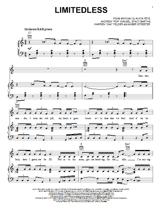 Alicia Keys Limitedless Sheet Music Notes & Chords for Piano, Vocal & Guitar (Right-Hand Melody) - Download or Print PDF