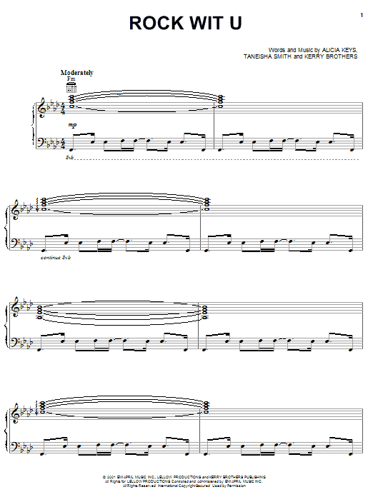 Alicia Keys Rock Wit U Sheet Music Notes & Chords for Piano, Vocal & Guitar (Right-Hand Melody) - Download or Print PDF