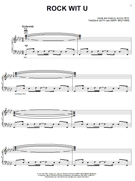 Alicia Keys Rock Wit U sheet music notes and chords. Download Printable PDF.
