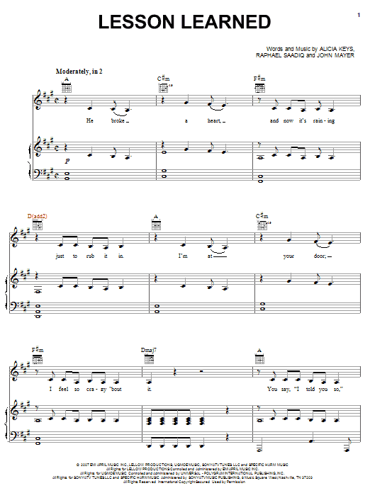 Lesson Learned sheet music