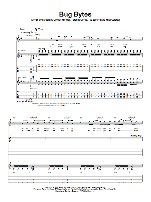 Alien Ant Farm Bug Bytes Sheet Music Notes & Chords for Guitar Tab - Download or Print PDF