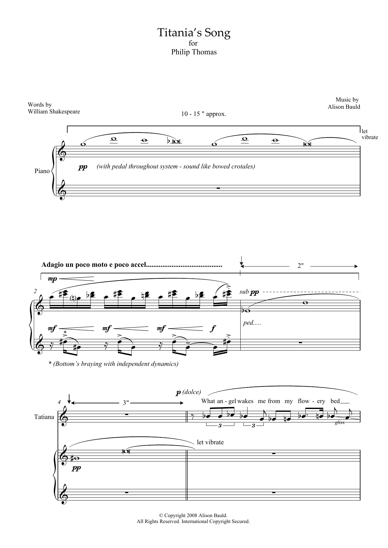 Alison Bauld Titania's Song (for soprano and piano) Sheet Music Notes & Chords for Piano & Vocal - Download or Print PDF