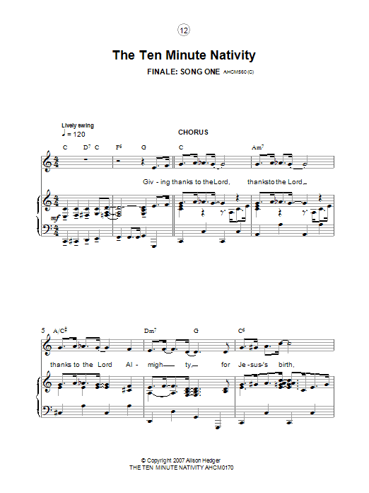 Alison Hedger Finale (from The Ten Minute Nativity) sheet music notes and chords. Download Printable PDF.
