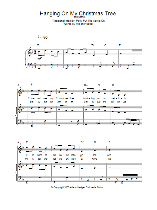 Alison Hedger Hanging On My Christmas Tree Sheet Music Notes & Chords for Piano, Vocal & Guitar (Right-Hand Melody) - Download or Print PDF