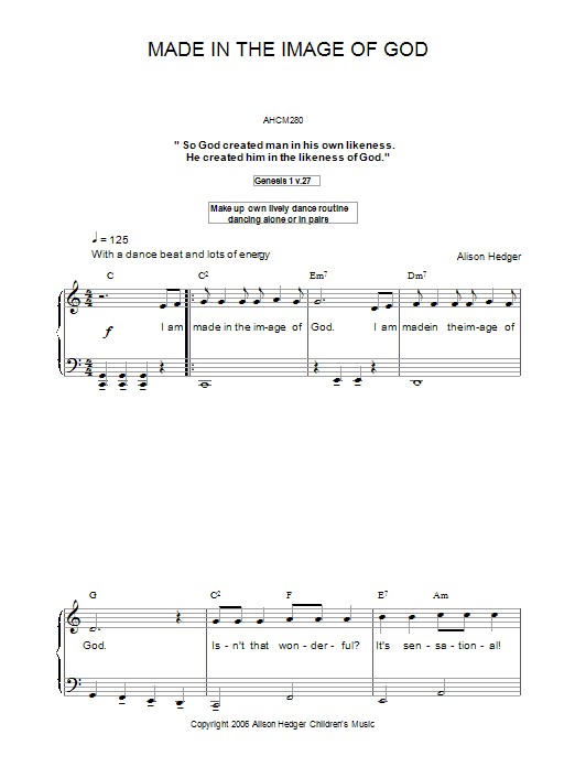 Alison Hedger Made In The Image Of God Sheet Music Notes & Chords for Piano, Vocal & Guitar (Right-Hand Melody) - Download or Print PDF