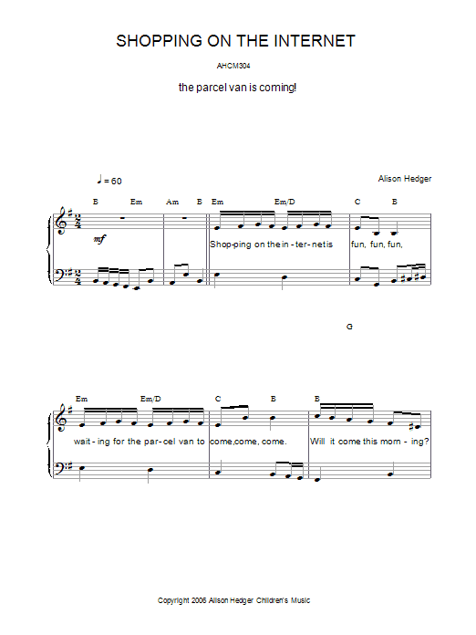 Alison Hedger Shopping On The Internet Sheet Music Notes & Chords for Piano, Vocal & Guitar (Right-Hand Melody) - Download or Print PDF