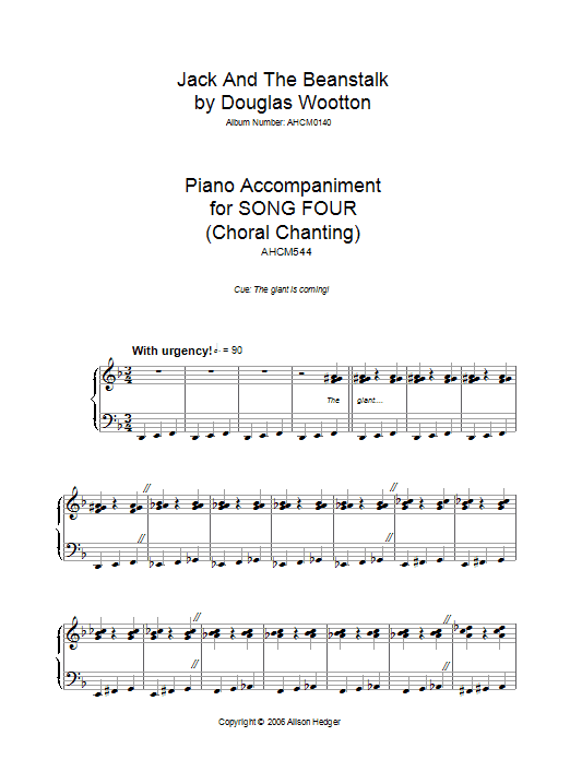 Alison Hedger Song 4 (from Jack And The Beanstalk) Sheet Music Notes & Chords for Melody Line, Lyrics & Chords - Download or Print PDF