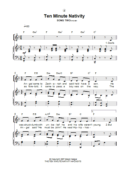 Alison Hedger Song Two (from The Ten Minute Nativity) Sheet Music Notes & Chords for Lead Sheet / Fake Book - Download or Print PDF