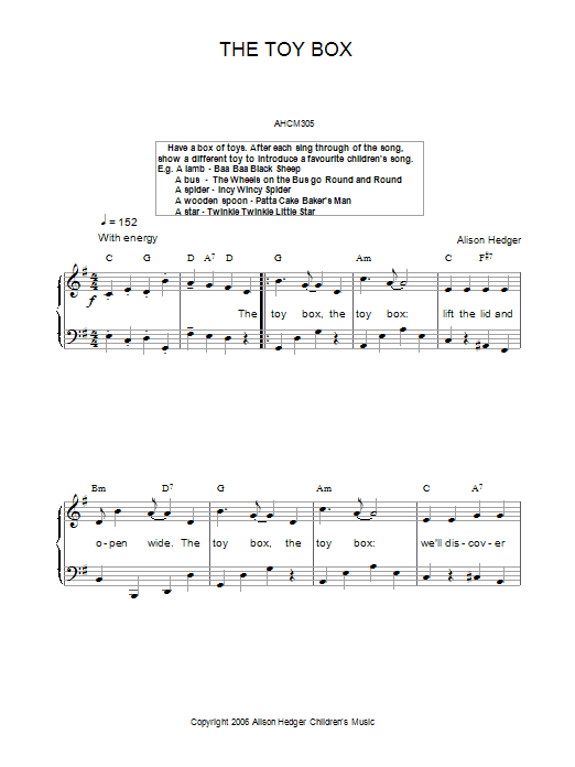 Alison Hedger The Toy Box Sheet Music Notes & Chords for Piano, Vocal & Guitar (Right-Hand Melody) - Download or Print PDF