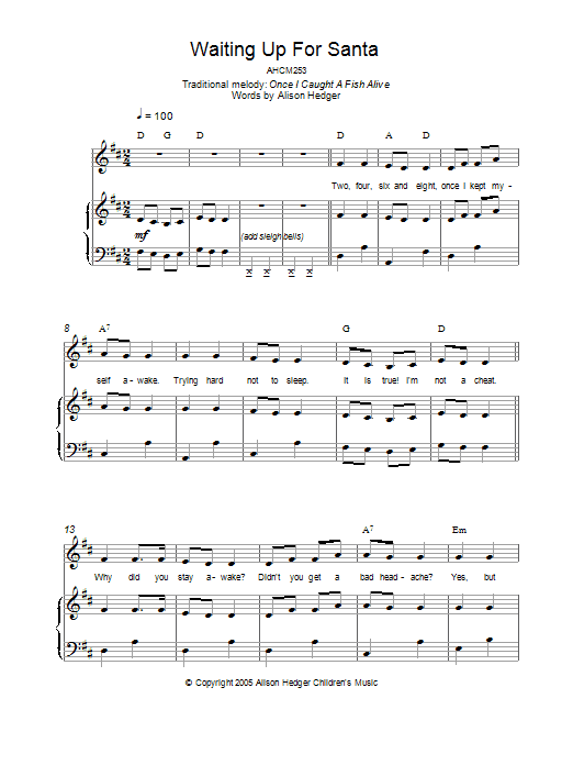 Alison Hedger Waiting Up For Santa Sheet Music Notes & Chords for Piano, Vocal & Guitar (Right-Hand Melody) - Download or Print PDF