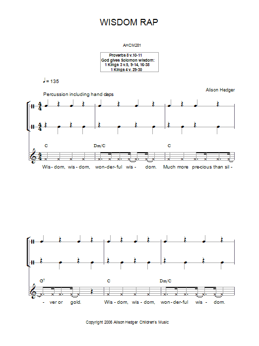 Alison Hedger Wisdom Rap Sheet Music Notes & Chords for Lead Sheet / Fake Book - Download or Print PDF