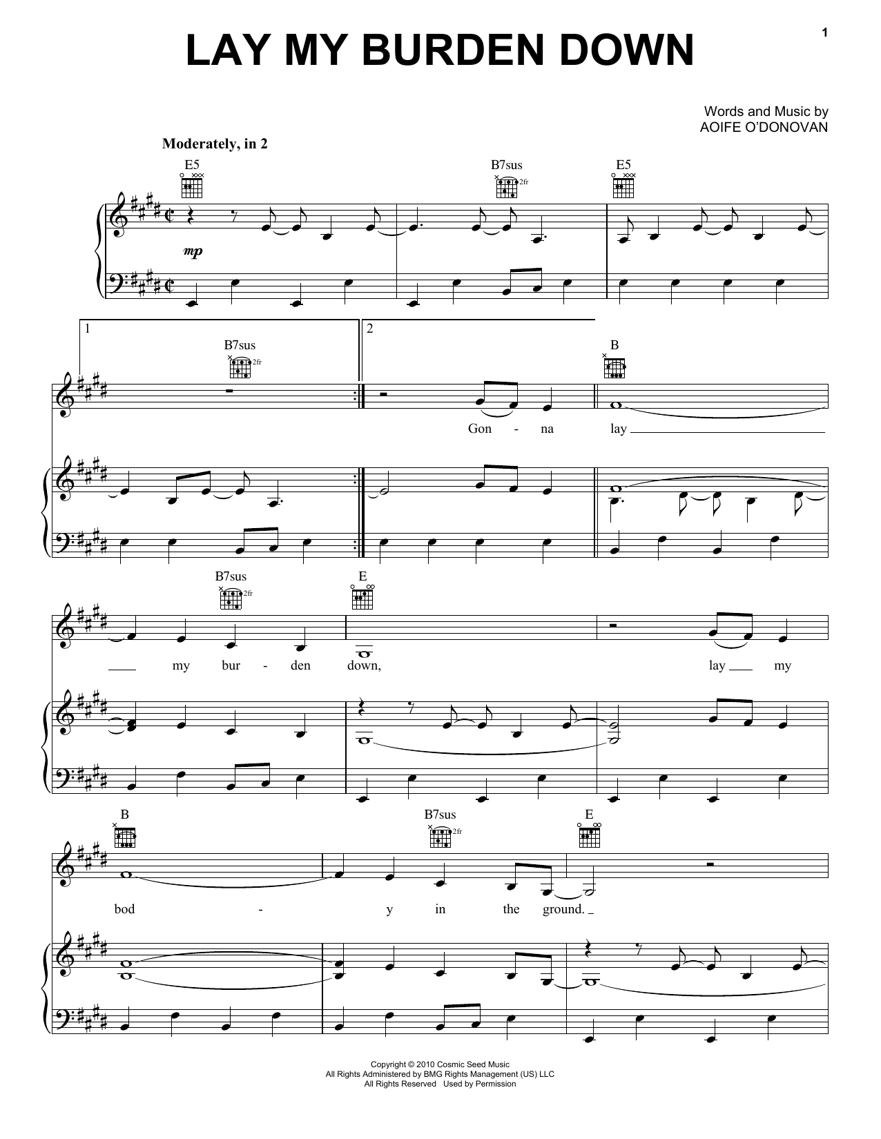 Alison Krauss & Union Station Lay My Burden Down Sheet Music Notes & Chords for Piano, Vocal & Guitar (Right-Hand Melody) - Download or Print PDF