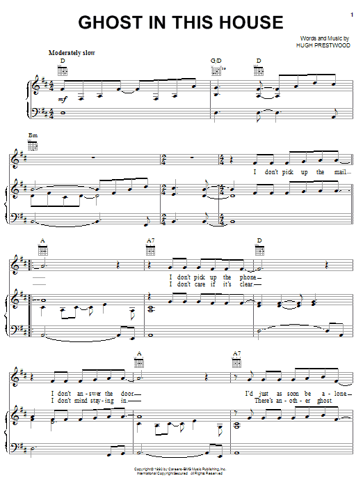Alison Krauss Ghost In This House Sheet Music Notes & Chords for Piano, Vocal & Guitar (Right-Hand Melody) - Download or Print PDF
