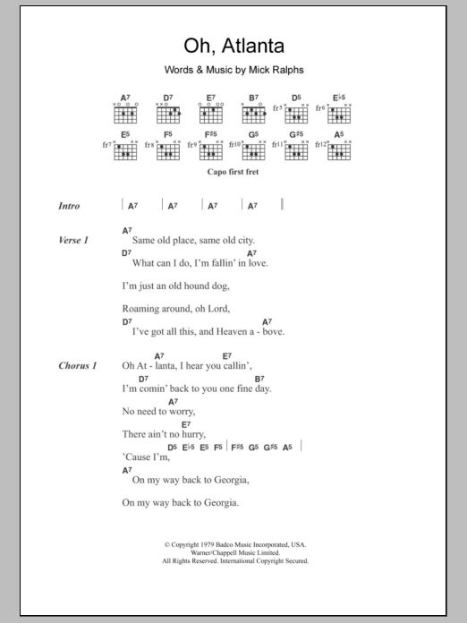 Alison Krauss Oh, Atlanta Sheet Music Notes & Chords for Lyrics & Chords - Download or Print PDF