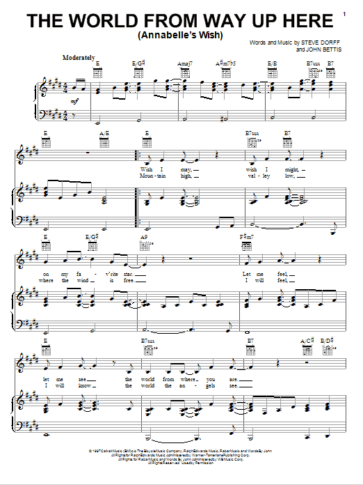 Alison Krauss The World From Way Up Here (Annabelle's Wish) Sheet Music Notes & Chords for Piano, Vocal & Guitar (Right-Hand Melody) - Download or Print PDF Alison Krauss The World From Way Up Here (Annabelle's Wish) Sheet Music Notes & Chords for Piano, Vocal & Guitar (Right-Hand Melody) - Download or Print PDF
