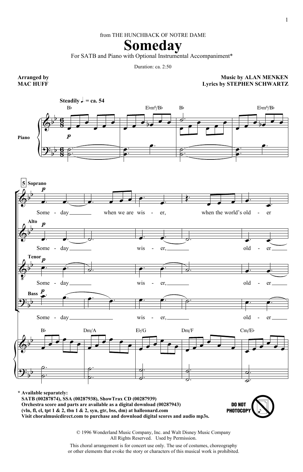 All-4-One Someday (from Walt Disney's The Hunchback Of Notre Dame) (arr. Mac Huff) Sheet Music Notes & Chords for SATB Choir - Download or Print PDF