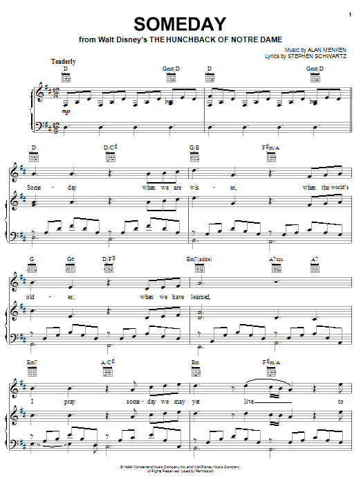 Alan Menken Someday (Esmeralda's Prayer) Sheet Music Notes & Chords for Easy Piano - Download or Print PDF