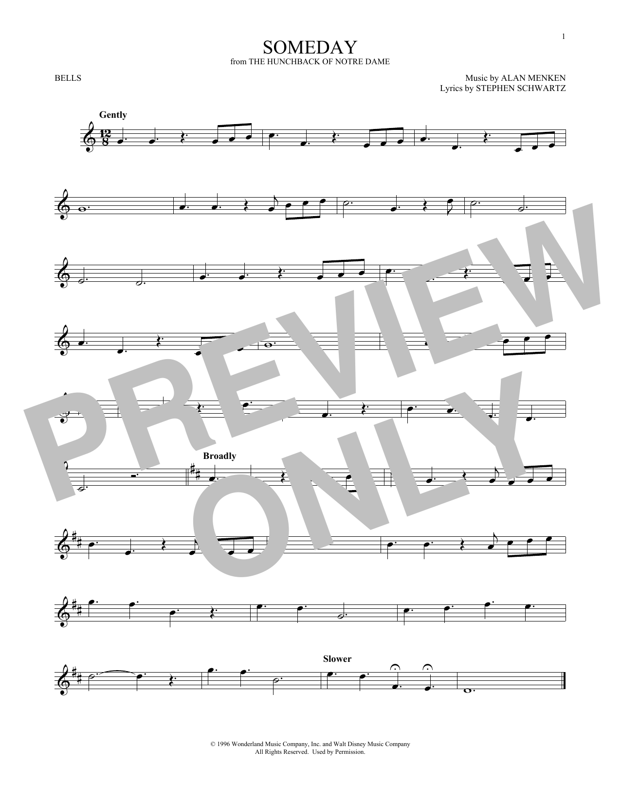Someday (from Walt Disney's The Hunchback Of Notre Dame) sheet music